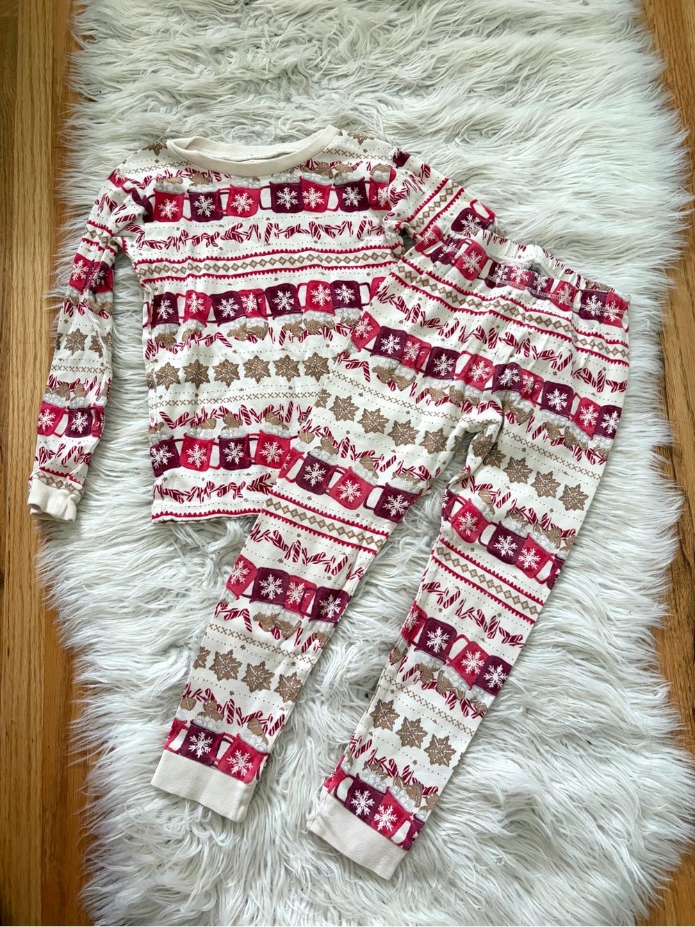 Burt’s Bees Winter Holiday Organic Cotton Two-Piece Pajamas Size 5T Hot Coco